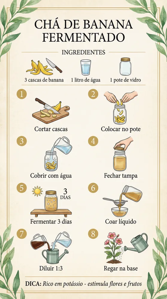 Passo a passo do chá de banana fermentado
